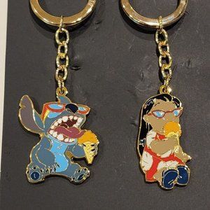 Loungefly Disney Lilo & Stitch Ice Cream Enamel Keychain Set of 2 NEW